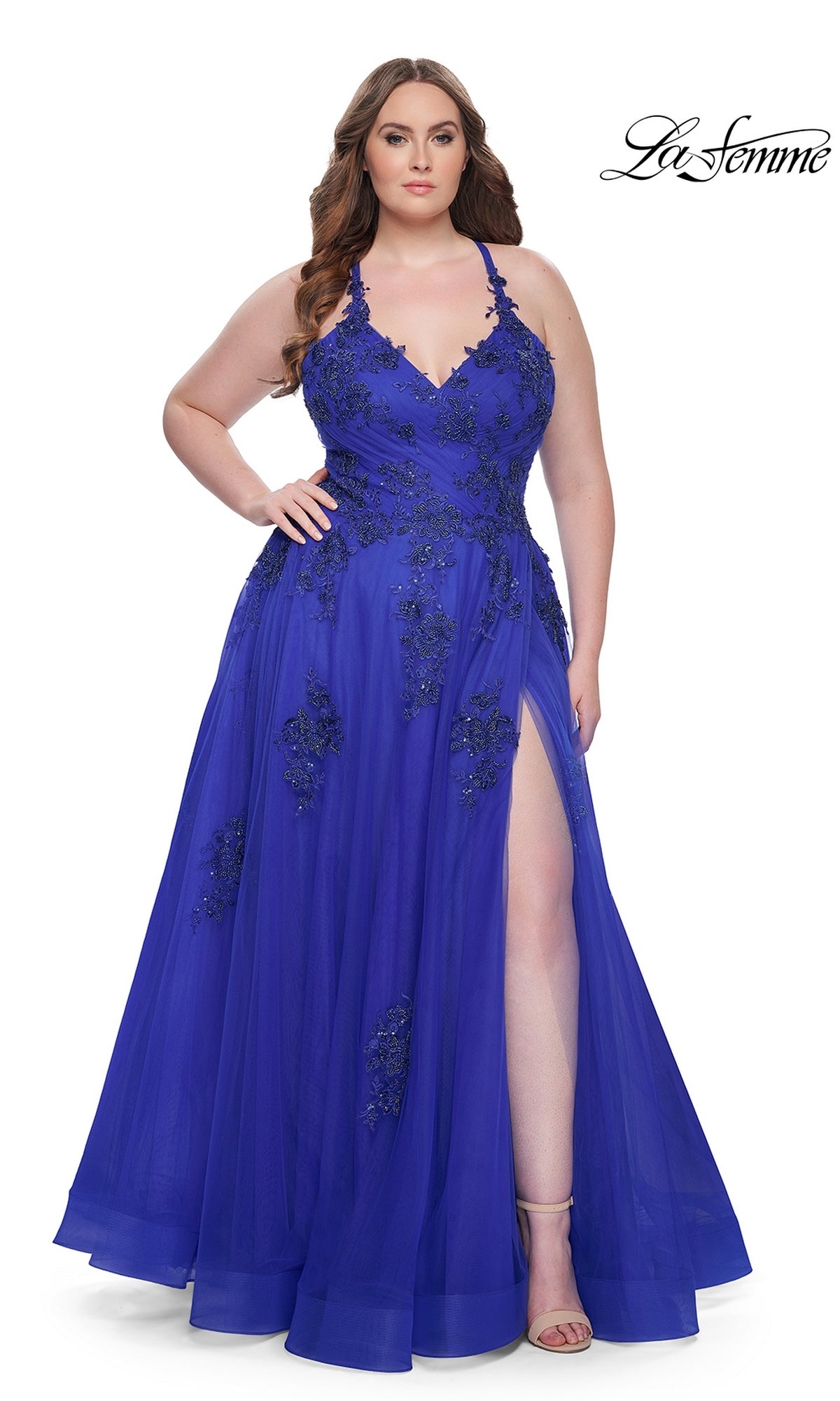 Royal Blue Plus-Size Long Prom Dress