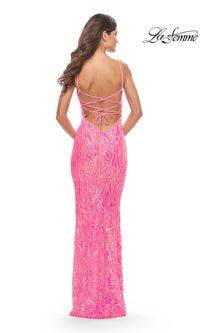 La Femme Sequin-Print Tight Long Prom Dress 31390