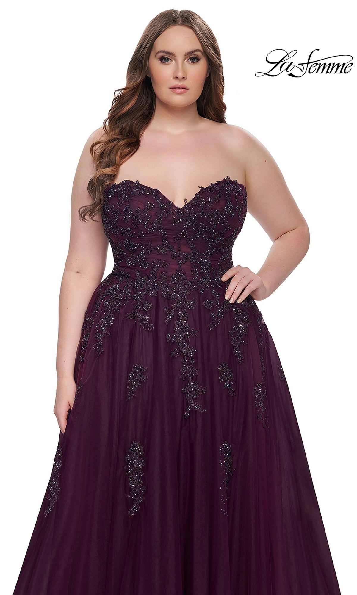 Strapless Sweetheart Long Plus-Size Prom Dress