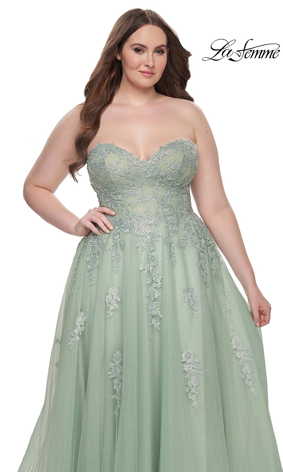 green emerald velvet dress La Femme 31570 Prom Dress - Light-Periwinkle