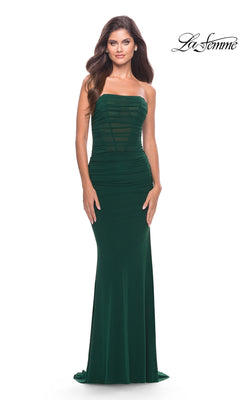 chinese dress ladies Simple Long Strapless Prom Dress with Square Neckline Emerald / 14