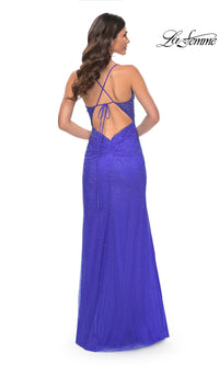 La Femme Sheer-Corset Long Beaded Prom Dress 31701