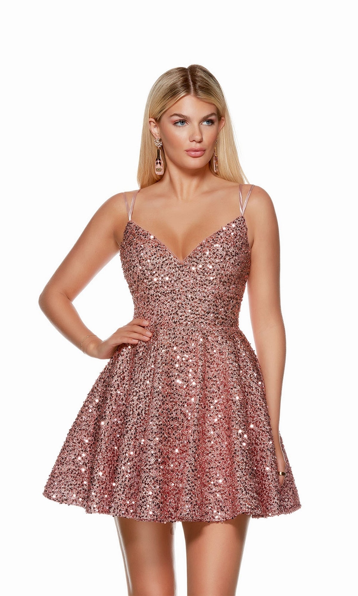 Short Sequin Mauve Pink Homecoming Dress