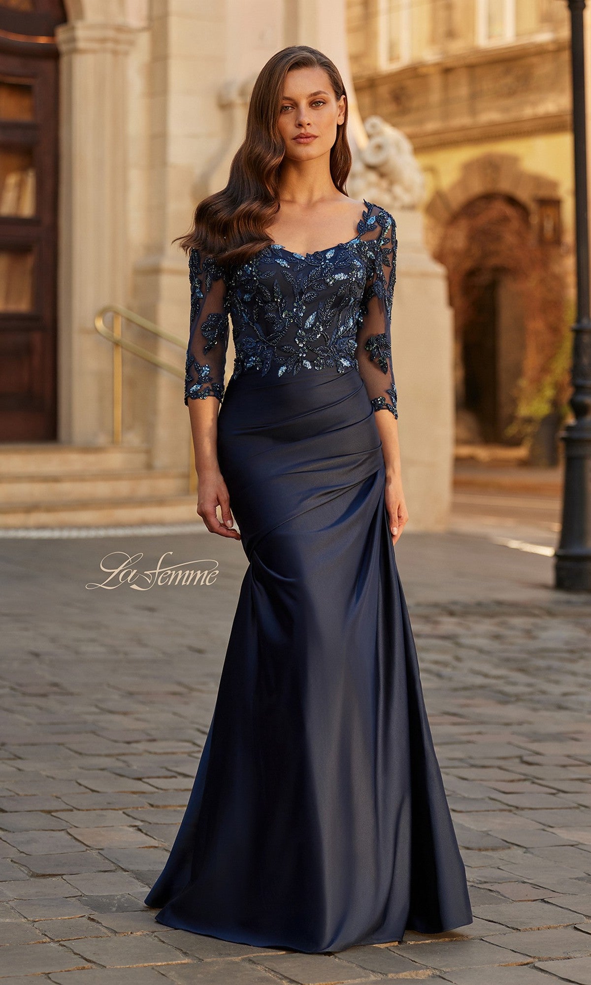 lace navy blue dresses Long Formal Dress with Three-Quarter Sleeves – PromGirl FW3D Baby Age:4-6 months please provide your measurements Azazie Nereda