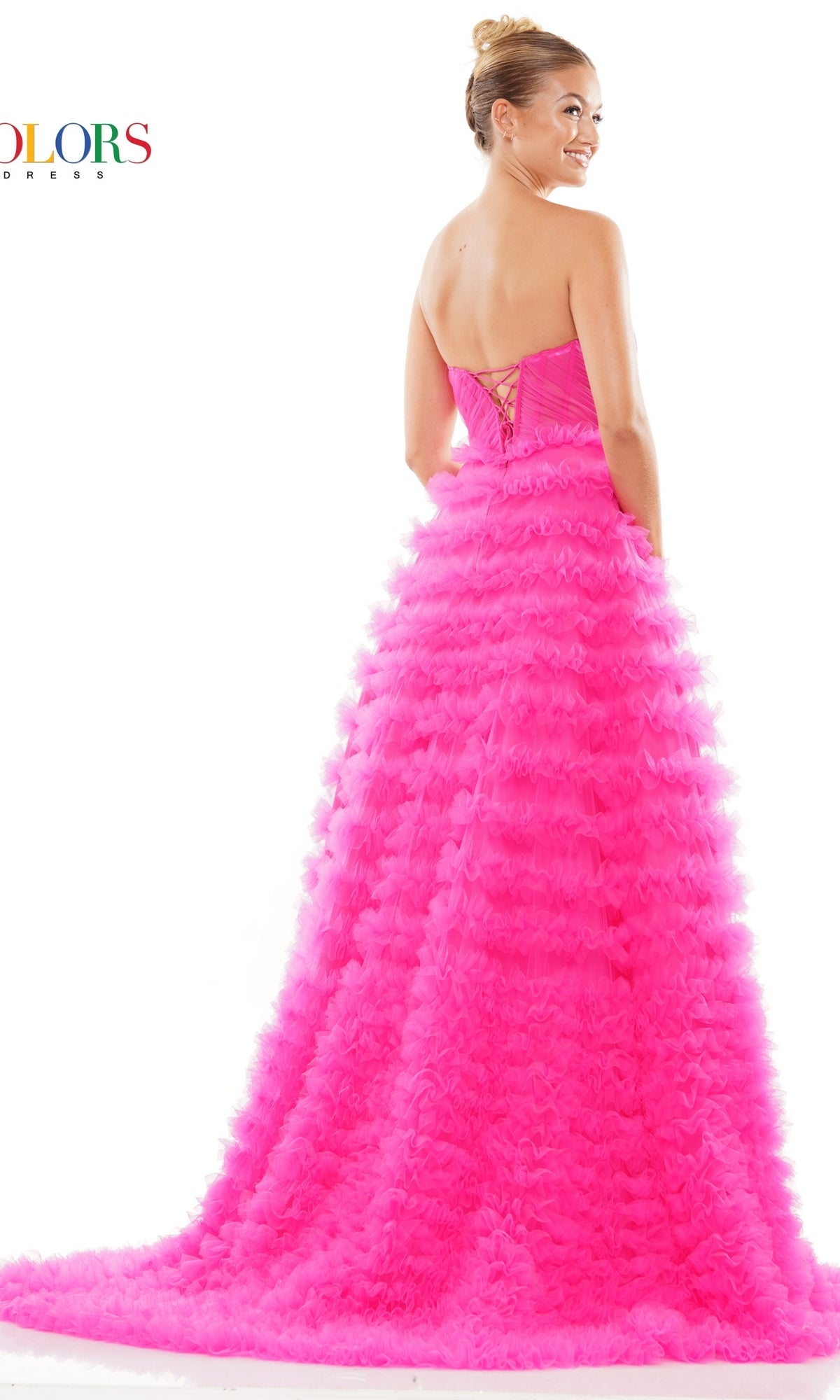 Strapless Long Ruffled Prom Ball Gown 3184