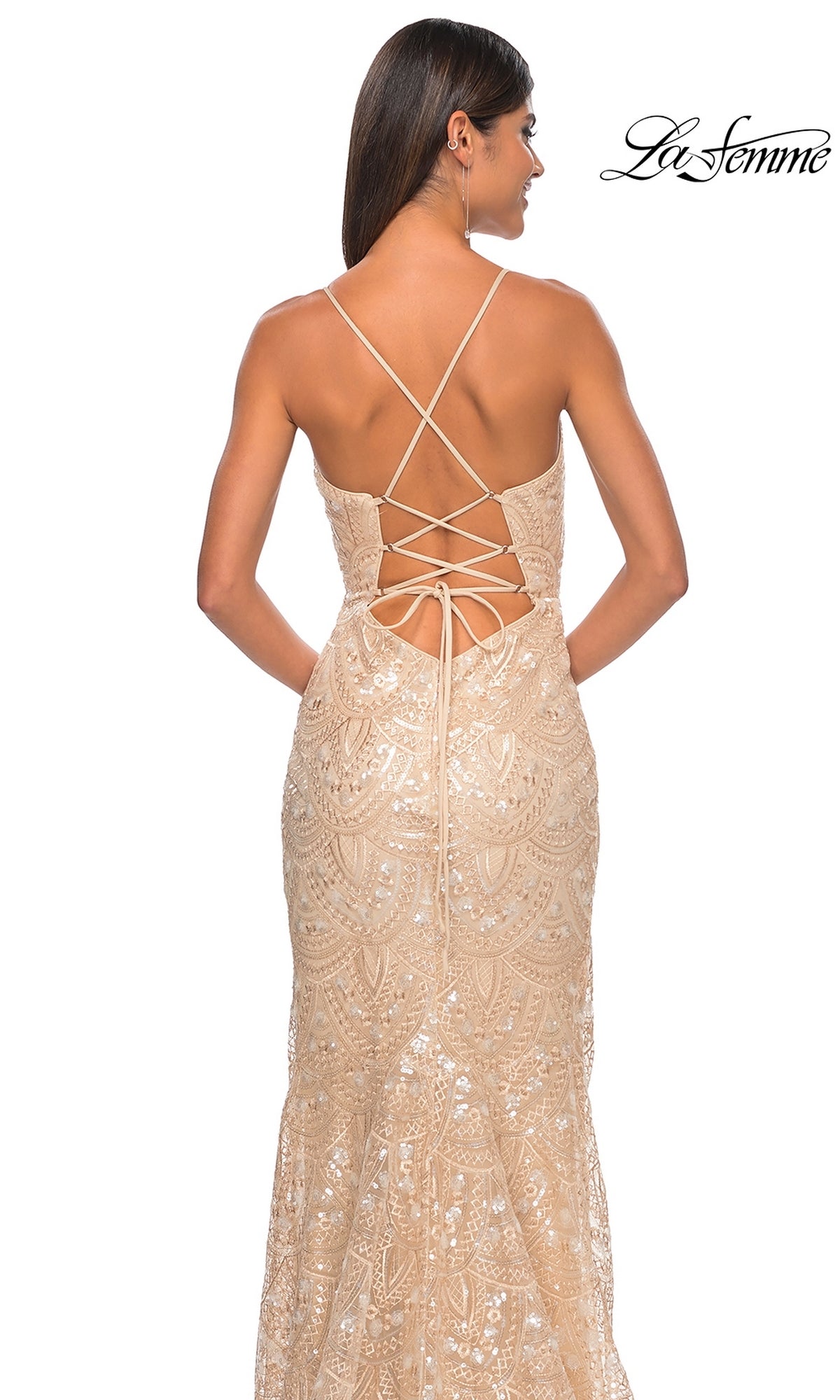La Femme Sequin-Print Long Prom Dress 31865