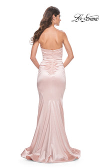 La Femme Strapless Ruched Long Prom Dress 31915