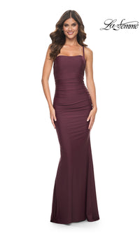 La Femme Corset-Back Long Jersey Prom Dress 31919