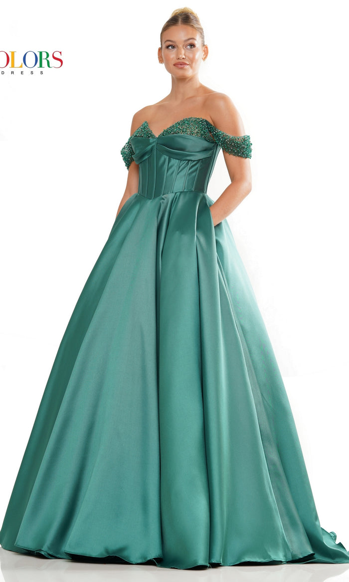 Timeless Off-the-Shoulder Long Prom Ball Gown 3191
