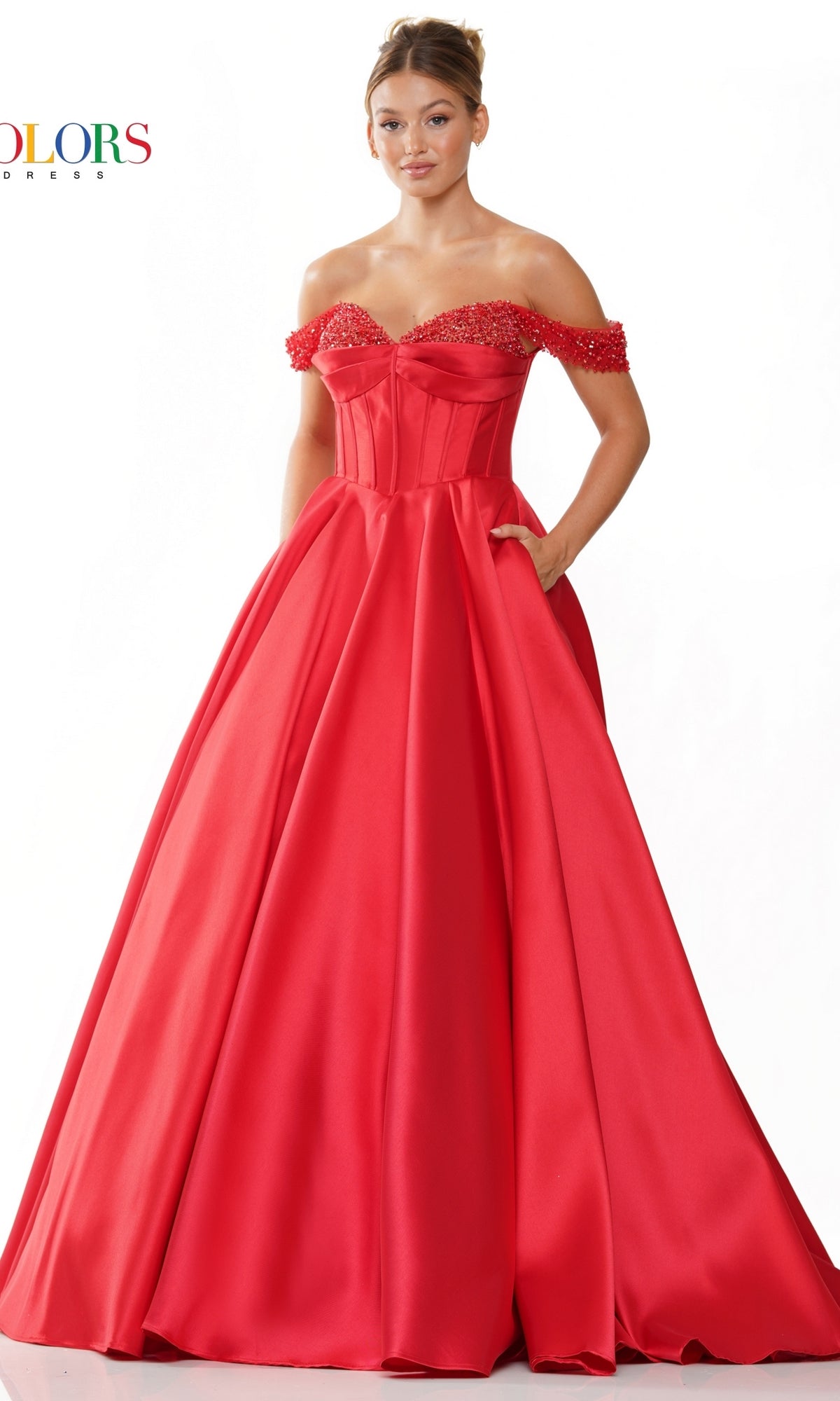 Timeless Off-the-Shoulder Long Prom Ball Gown 3191