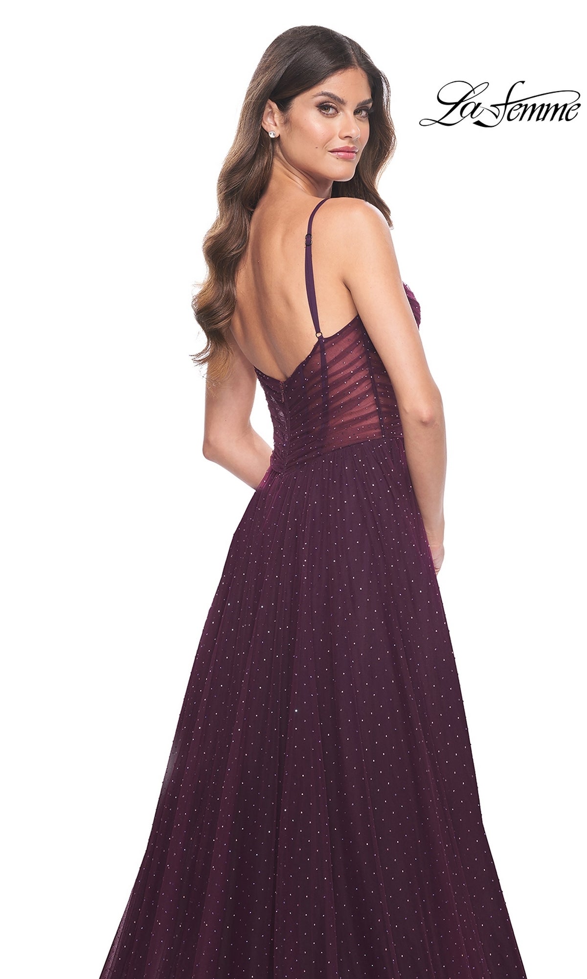 La Femme Sheer-Waist Long Beaded Prom Dress 31970