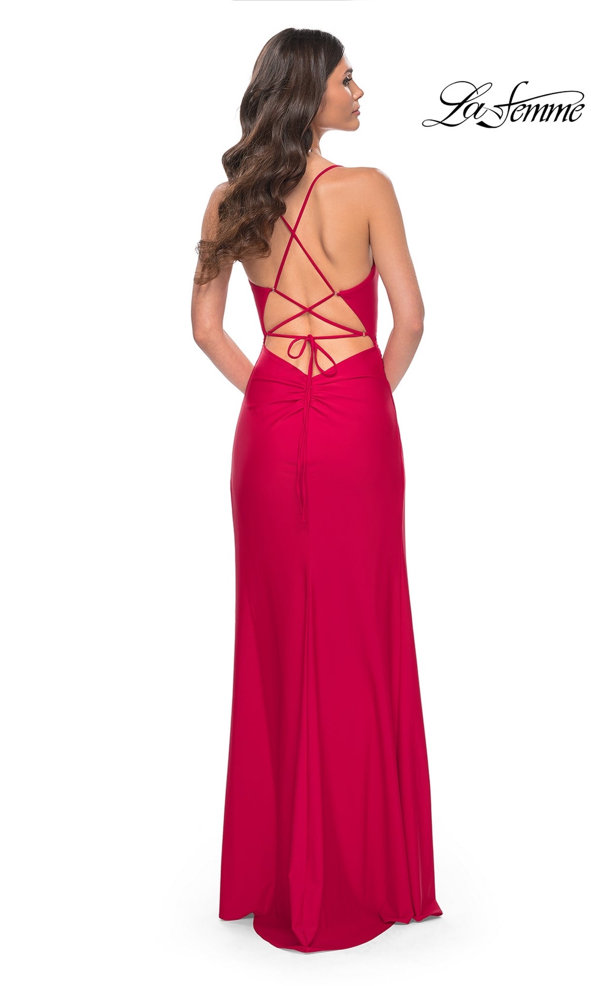 La Femme Strappy-Back Long Prom Dress 31978