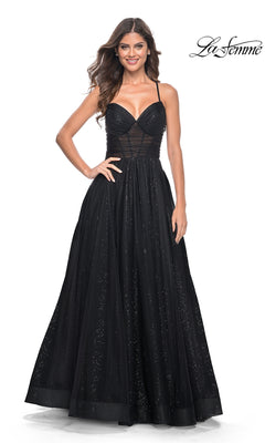 La Femme Long Sequin A-Line Prom Dress 31986 Black / 00