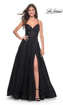 La Femme Long Sequin A-Line Prom Dress 31986 Black / 00