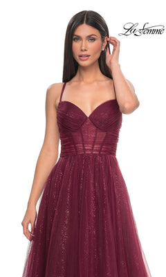 chinese dress ladies La Femme 31986 Sequined Sleeveless V-Neck Prom Dress