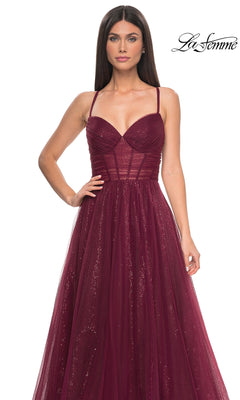 La Femme 31986 Sequined Sleeveless V-Neck Prom Dress | Formal Dress Shops 4 / Dark Berry La Femme 31986 Sequined Sleeveless V-Neck Prom Dress | Formal Dress Shops 4 / Dark Berry
