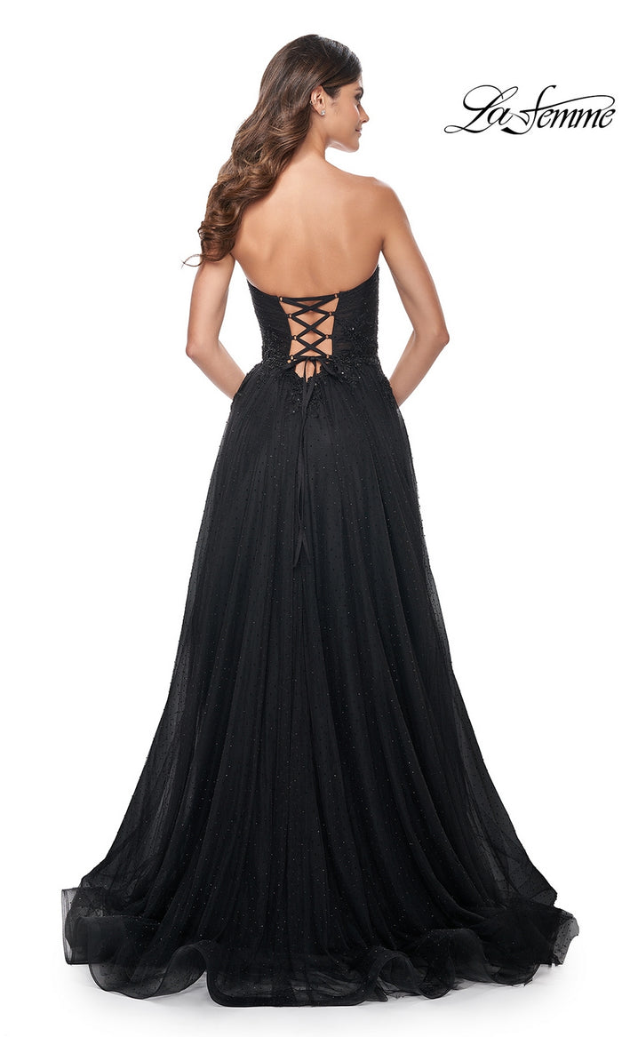 La Femme Long Black Strapless Prom Dress 32005