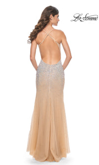 La Femme Sheer-Waist Long Beaded Prom Dress 32007