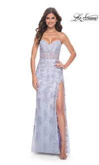 La Femme Sheer-Corset Long Prom Dress 32013