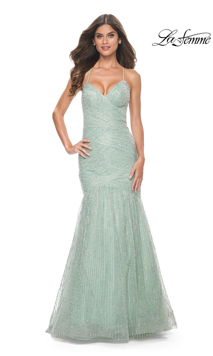 La Femme Embellished Long Mermaid Prom Dress 32026
