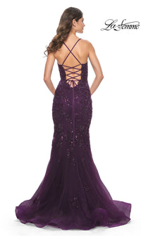 La Femme Tonal Lace Long Mermaid Prom Dress 32033