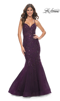 La Femme Tonal Lace Long Mermaid Prom Dress 32033