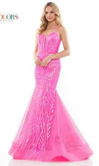 Sequin-Print Long Corset Mermaid Prom Dress 3203