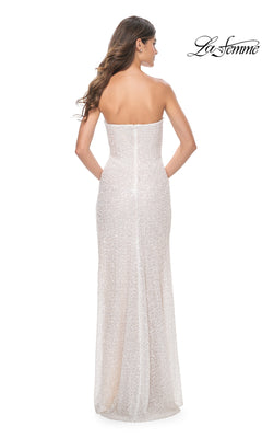 Strapless Sweetheart Long White Sequin Prom Dress PromGirl Strapless Sweetheart Long White Sequin Prom Dress PromGirl