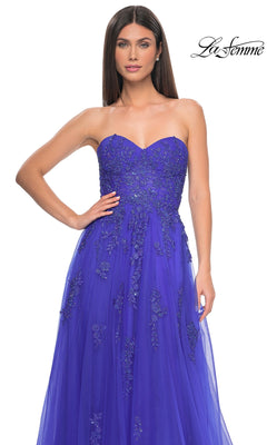 Strappy-Back Strapless Long A-Line Prom Dress Royal Blue / 4 Strappy-Back Strapless Long A-Line Prom Dress Royal Blue / 4