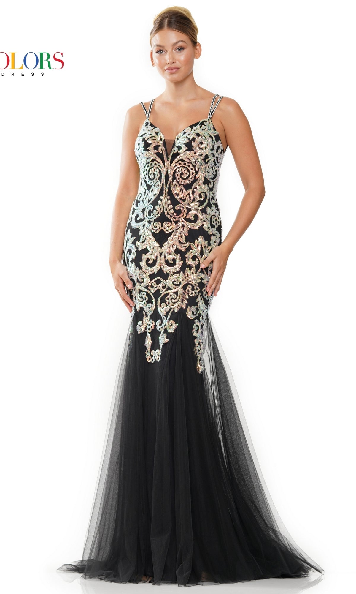 Sequin-Embroidered Long Mermaid Prom Dress 3208
