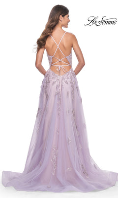 sequin embroidered open back dress in ivory Open-Back Long Prom Dress with Sequin Embroidery– PromGirl