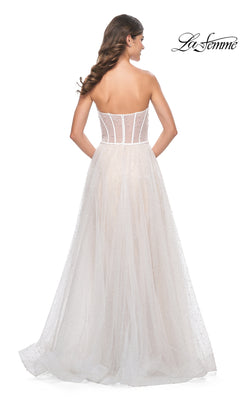 La Femme Strapless Long White Prom Dress 32149 White/Nude / 00