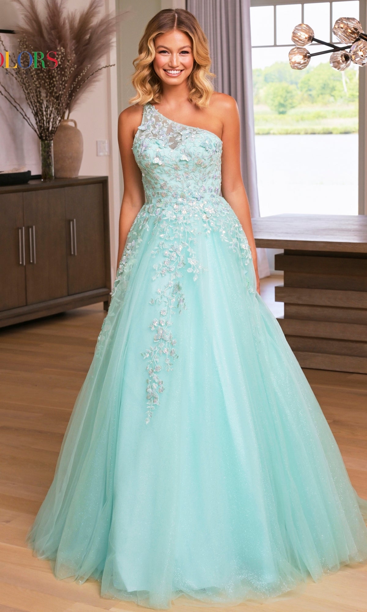 Butterfly One-Shoulder Long Prom Ball Gown 3217