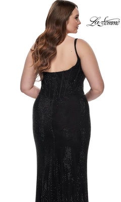 dress with large sequins Plus-Size Long Sequin Prom Dress with Notched Neckline Royal Blue / 12W