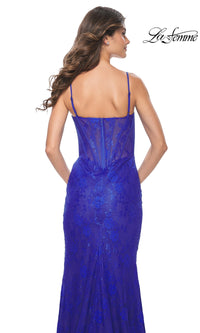 La Femme Corset-Bodice Long Lace Prom Dress 32231