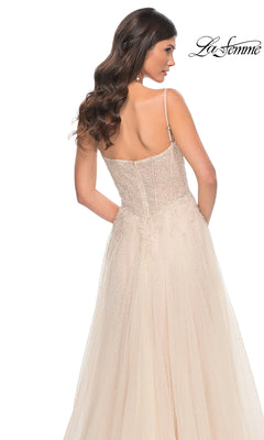 white christmas dresses A Line V Neck Long Sleeves Champagne Prom Dress with Appliques PSK149 Custom Size / Champagne