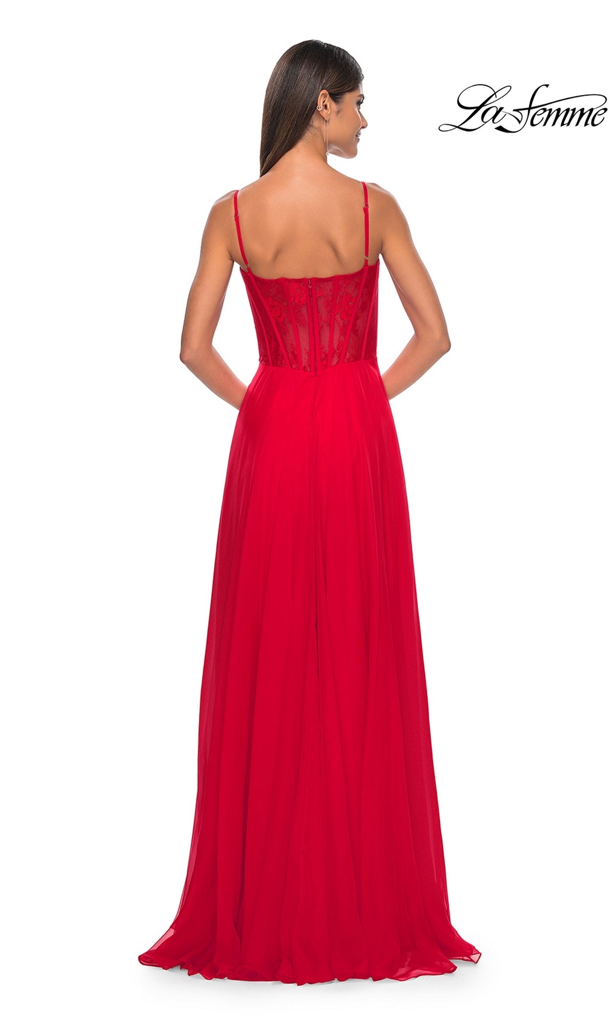 Long Sweetheart Prom Dress with A-Line Chiffon Skirt Red / 00