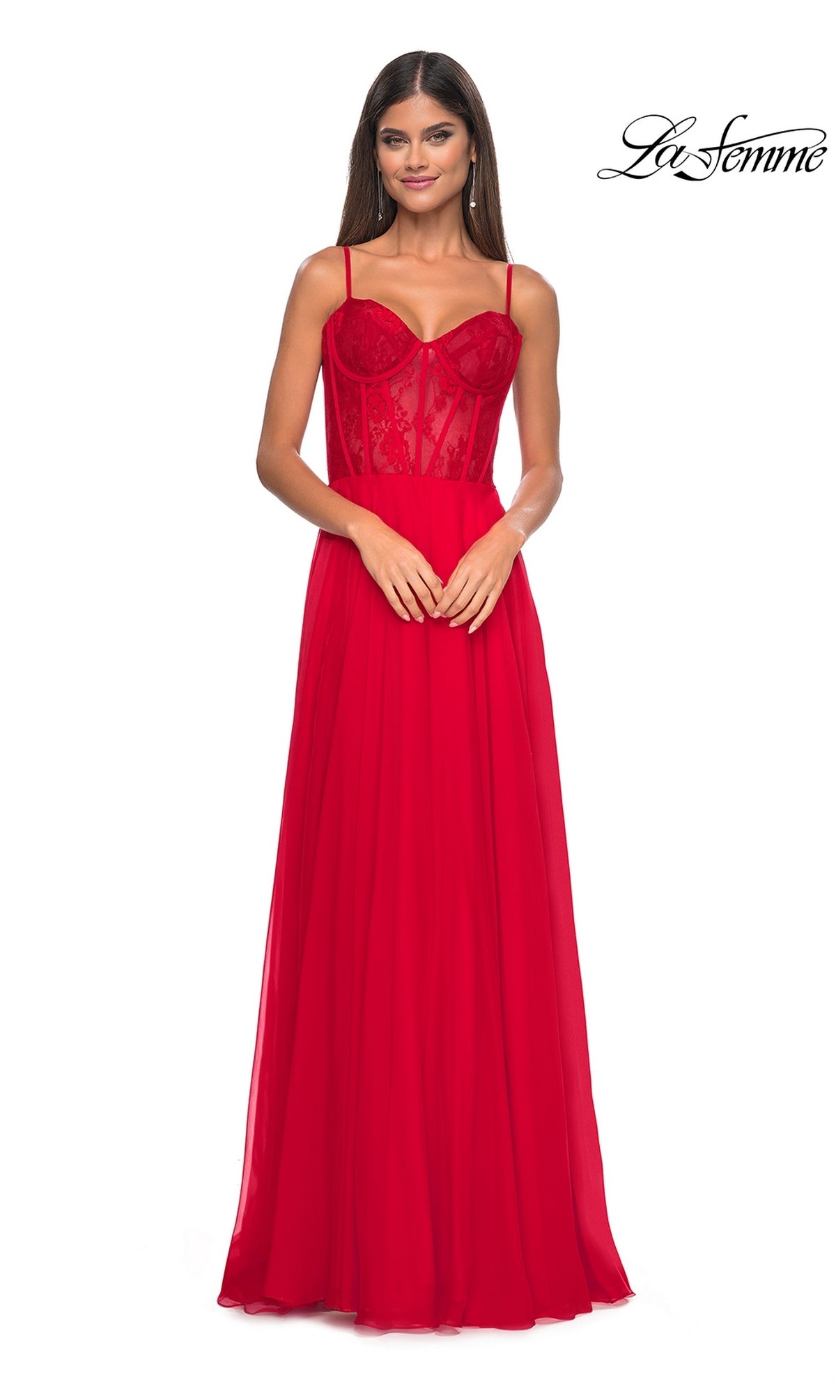 La Femme Long Chiffon Sweetheart Prom Dress 32276