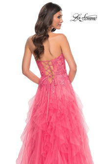 La Femme Strapless Long Coral Prom Dress 32286