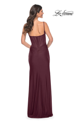 Long Jersey Prom Dress with Sheer Corset Back PromGirl Long Jersey Prom Dress with Sheer Corset Back PromGirl
