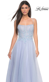 La Femme A-Line Long Periwinkle Prom Dress 32293