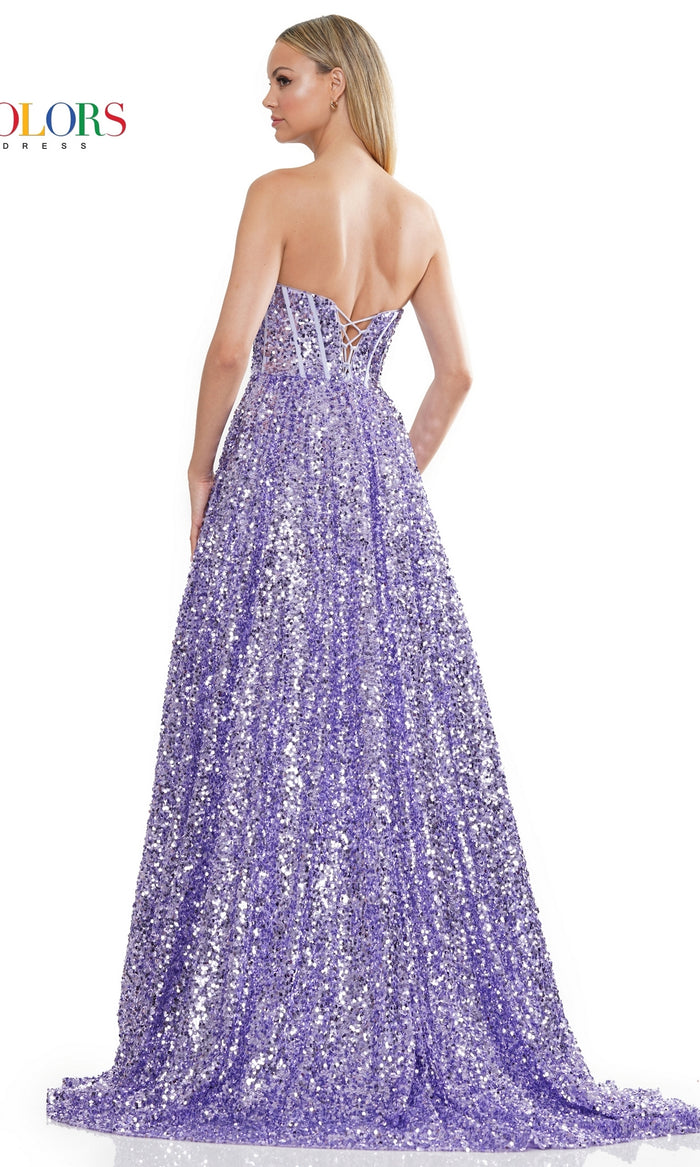 Colors Dress Strapless Long Sequin Prom Dress 3229