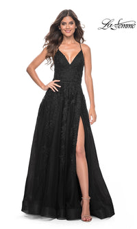La Femme Long Lace A-Line Prom Dress 32303