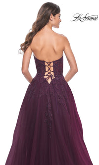 La Femme Lace-Up Long Sweetheart Prom Dress 32304