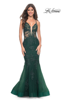 La Femme Sheer-Sides Long Mermaid Prom Dress 32305