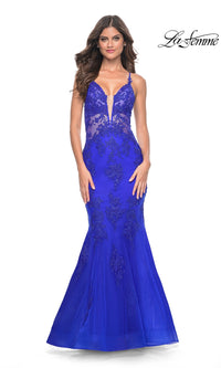 La Femme Sheer-Sides Long Mermaid Prom Dress 32305