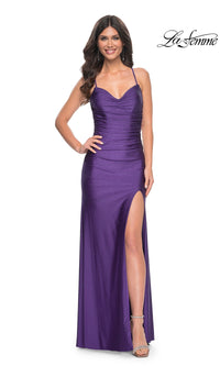 La Femme Backless Long Beaded Prom Dress 32317