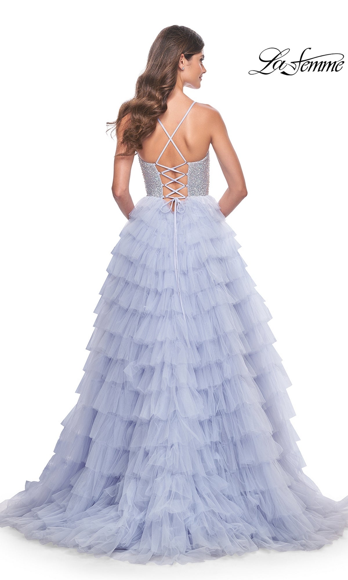 La Femme Long Tiered  A-Line Prom Dress 32335