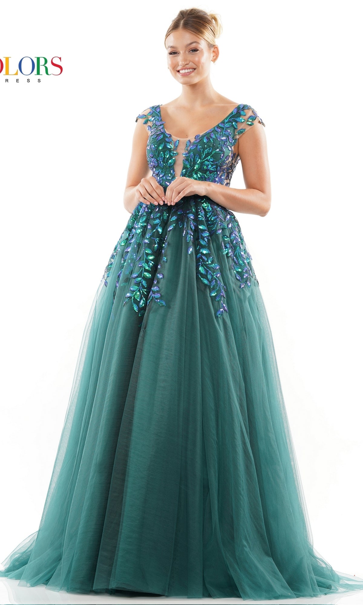 Cap Sleeve Long Prom Ball Gown: Colors Dress 3239