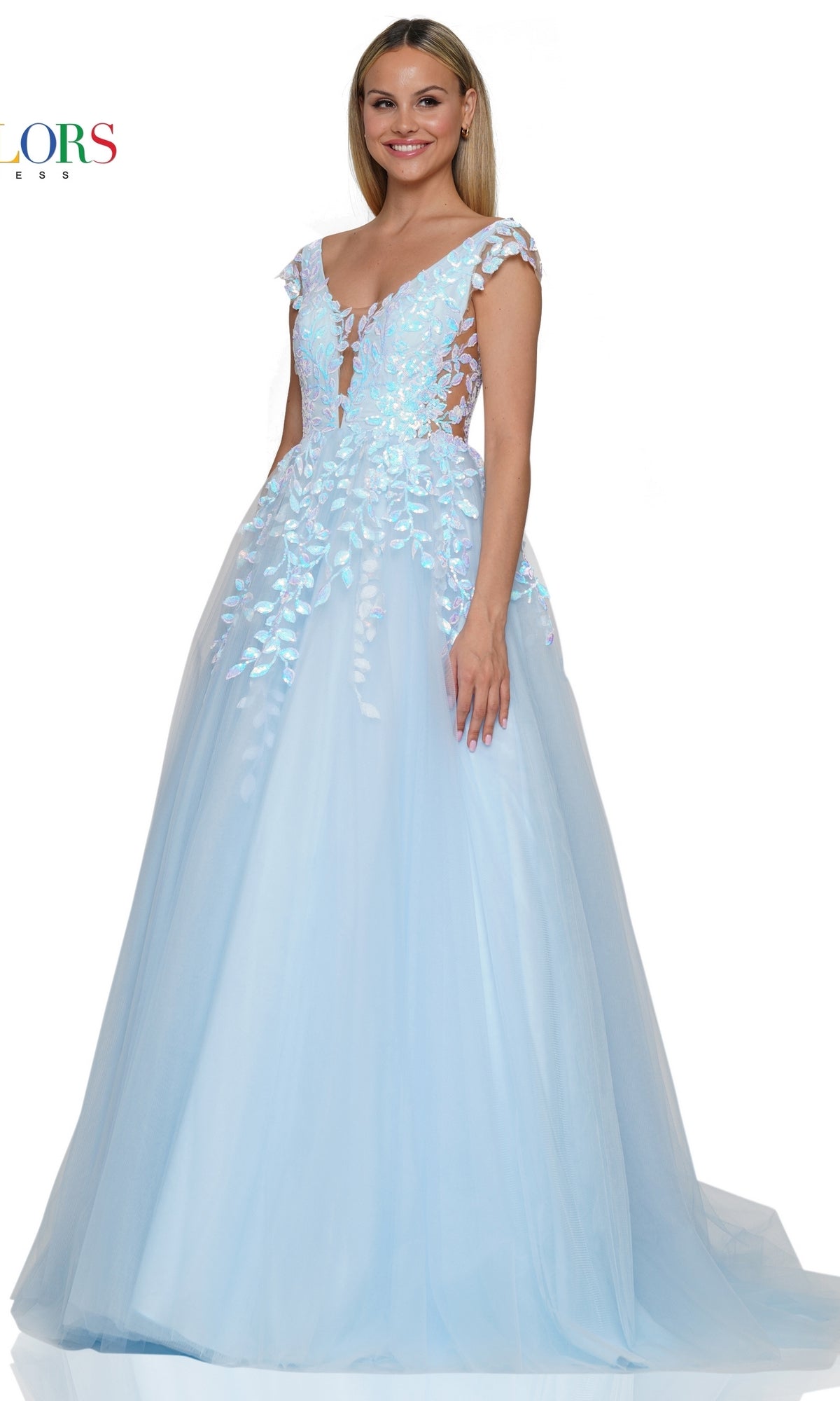 Cap Sleeve Long Prom Ball Gown: Colors Dress 3239